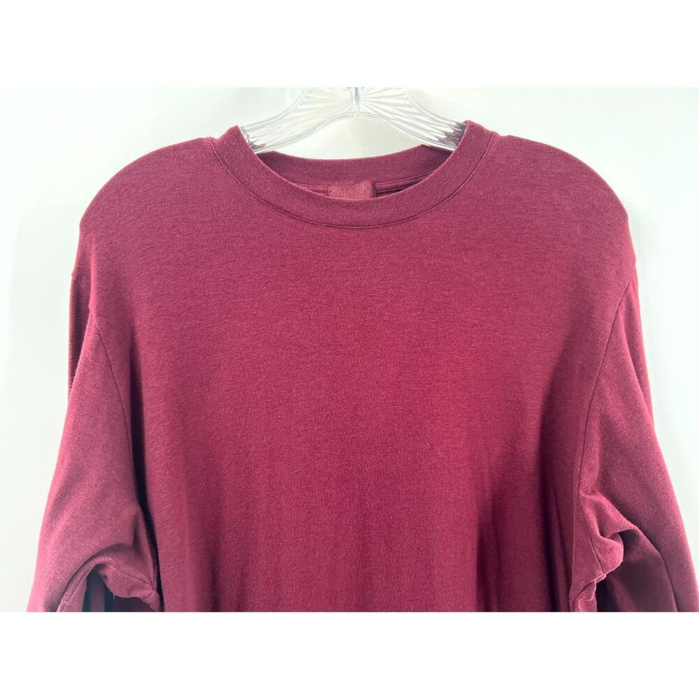 Skims Men's Maroon Stretch Crew Neck Comfort Long Sleeve Tee Shirt Size Medium - Picture 4 of 6